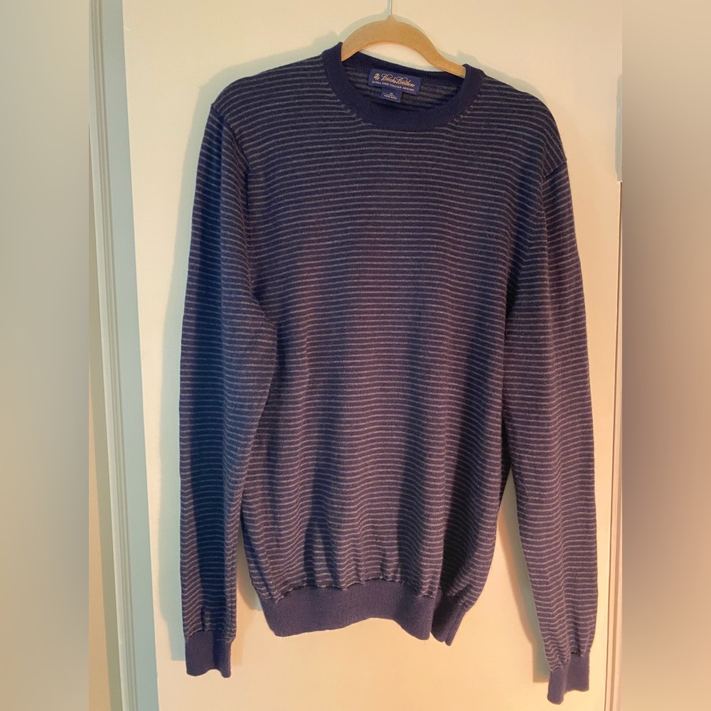 Brooks Brothers 100% Merino Wool Men’s Striped Crewneck Sweater